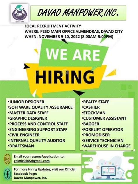 Peso Hiring Work, Jobs in Davao City .